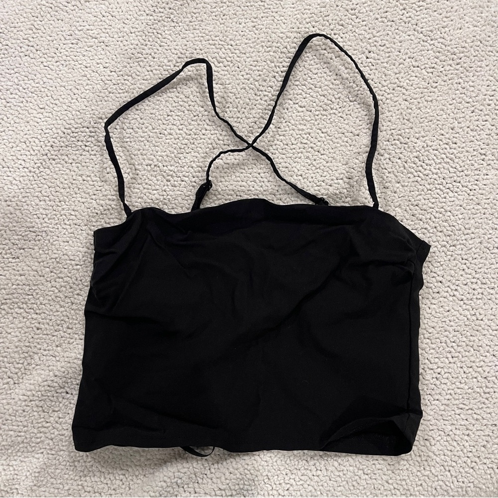 Divided black cropped tank top size XS